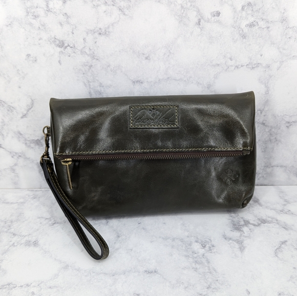 Patricia Nash Handbags - Patricia Nash Dark Olive Green Leather Clutch